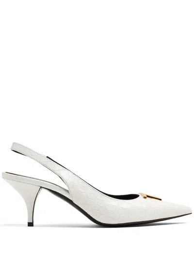 Tom Ford Logo-lettering Leather Pumps In White