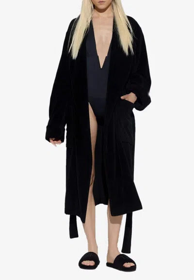 Tom Ford Logo Long-sleeved Robe In Black