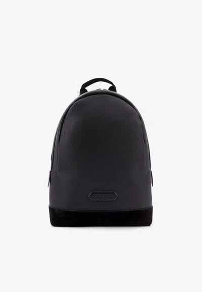 Tom Ford Logo Nylon Backpack In Black