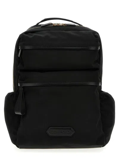 Tom Ford Logo-embossed Leather Backpack In Black
