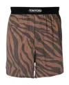 Tom Ford Zebra-print Silk Boxer Short In Brown
