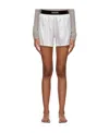 Tom Ford White Shorts With Elastic Waist And Logo Patch On The Waist In Brown