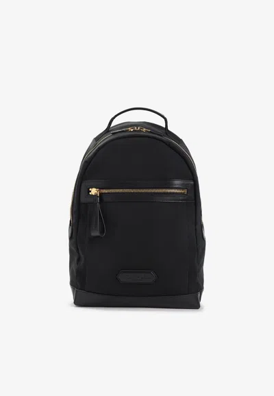 Tom Ford Logo Patch Backpack In Black
