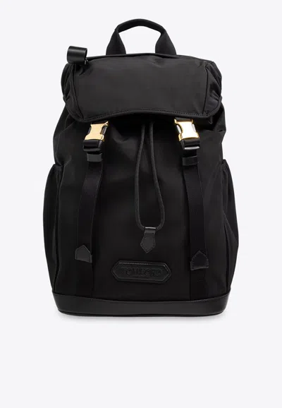 Tom Ford Logo Patch Backpack In Black