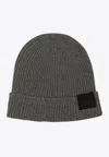 Tom Ford Mens Light Charcoal Folded-brim Logo-patch Cashmere-knit Beanie Hat In Gray