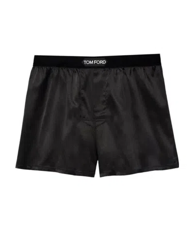 TOM FORD TOM FORD LOGO-WAISTBAND STRETCHED SATIN BOXERS