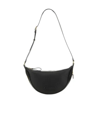 Tom Ford Logo Patch Crescent Bag In Black