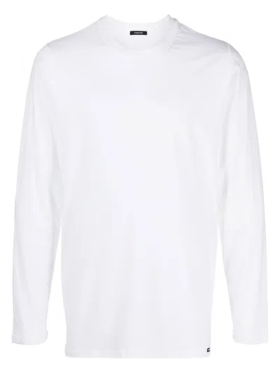 Tom Ford Logo-patch Detail Long-sleeved T-shirt In White