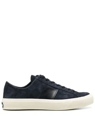 Tom Ford Logo-patch Lace-up Sneakers In Blau