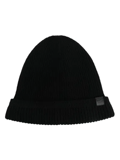 TOM FORD LOGO-PATCH RIBBED BEANIE