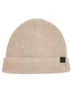 Tom Ford Logo-patch Ribbed-knit Beanie In Neutrals