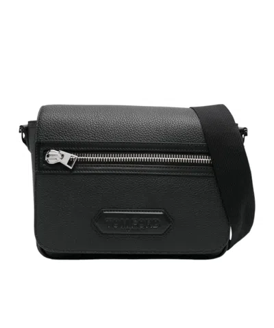 Tom Ford Logo Patch Shoulder Bag In Black