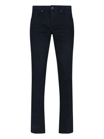 Tom Ford Logo Patch Skinny Jeans In Blue