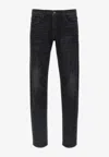 Tom Ford Stonewashed Five-pocket Jeans In Black