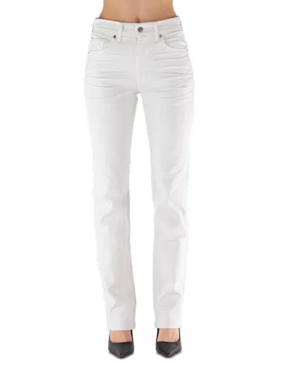 Tom Ford Logo Patch Straight Leg Jeans In White