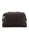Tom Ford Logo-patch Zipped Clutch Bag In Black