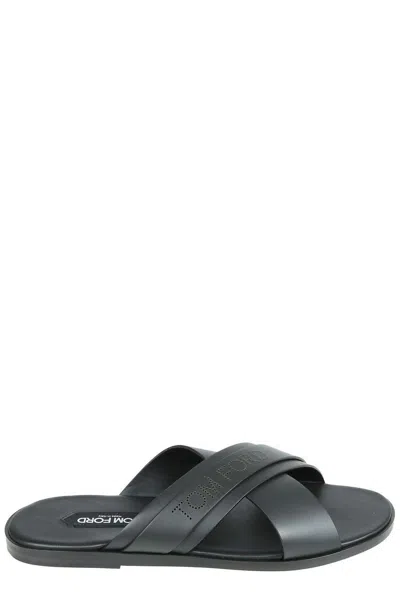 Tom Ford Logo Perforated Open Toe Sandals