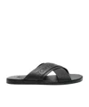 Tom Ford Mens Preston Crossover-strap Leather Sandals Blac In Black