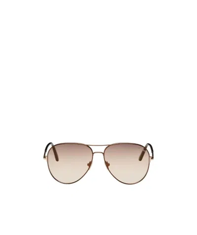 Tom Ford Logo Pilot Sunglasses In Brown