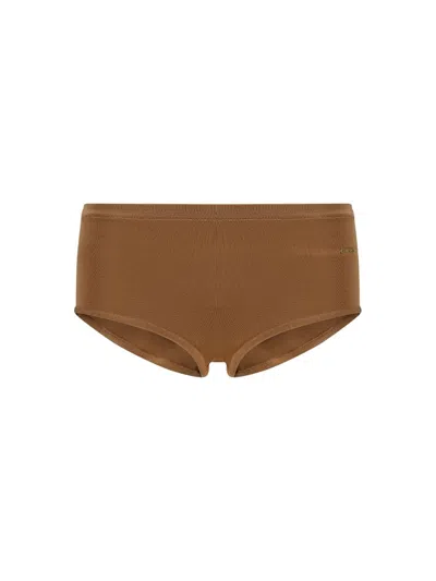 Tom Ford Logo-plaque Stretch-jersey Briefs In Brown