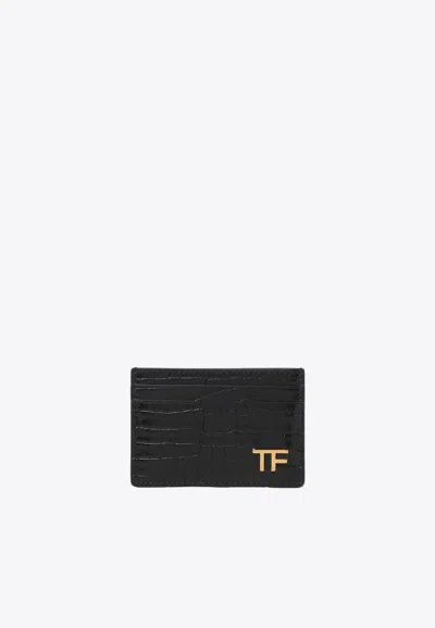 Tom Ford Logo-plaque Cardholder In Black