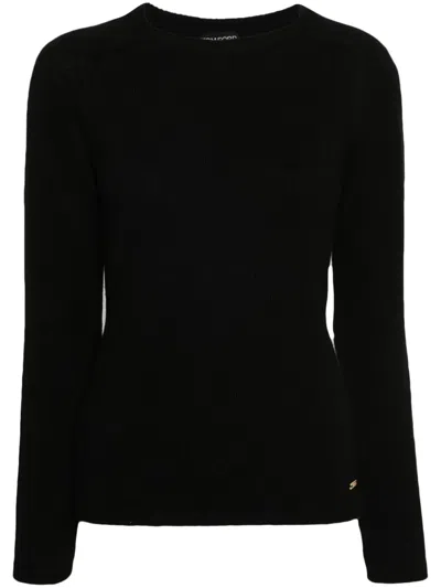 Tom Ford Logo-plaque Cashmere Jumper In Black