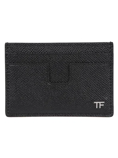 Tom Ford Logo Plaque Classic Credit Card Holder In Black