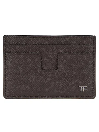 Tom Ford Logo Plaque Classic Credit Card Holder In Chocolate