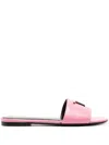 Tom Ford Logo-plaque Crocodile-effect Sandals In Pink