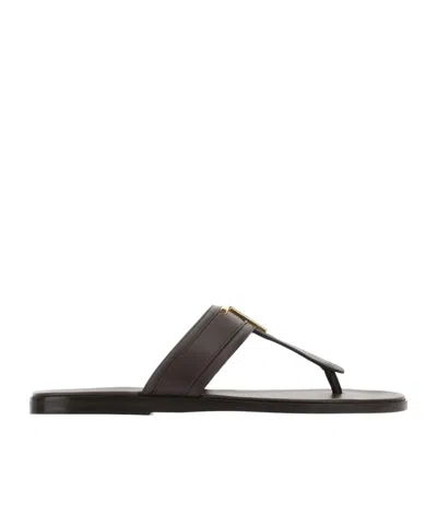TOM FORD LOGO-PLAQUE FLAT SLIDES