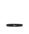 Tom Ford Men Logo Reversible Belt In Black