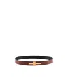Tom Ford Logo-plaque Leather Belt In Black