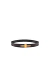 Tom Ford Logo-plaque Leather Belt In Black