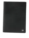 Tom Ford Small Grain Leather Folding Cardholder In Black