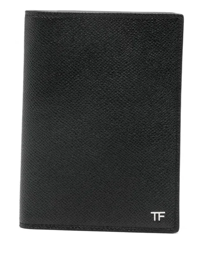 Tom Ford Logo-plaque Leather Cardholder In Black