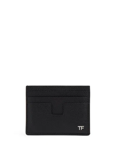 Tom Ford Logo-plaque Leather Cardholder In Black