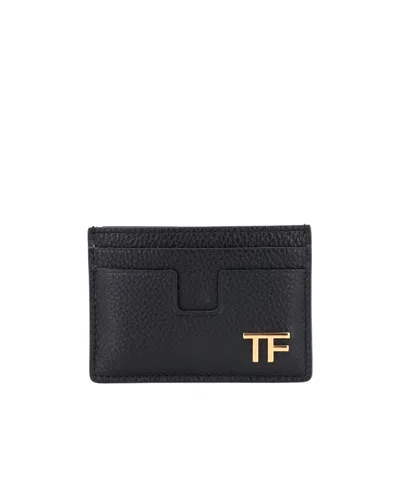 Tom Ford Logo-plaque Leather Cardholder In Black