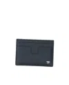 Tom Ford Navy Small Grain Leather Classic Card Holder In Black