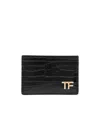 Tom Ford Logo Plaque Embossed Card Holder In Black