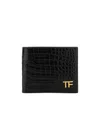 Tom Ford Alligator Printed Leather Bifold Wallet In Black
