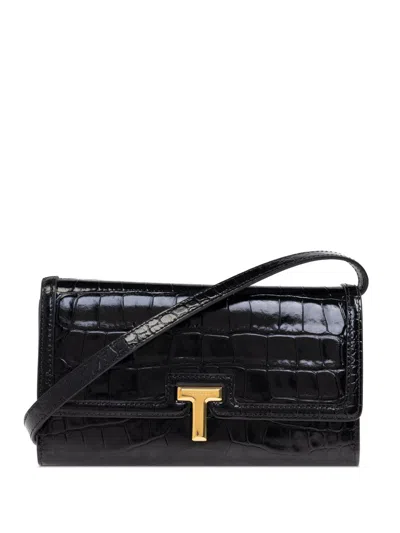 Tom Ford Logo-plaque Purse In Schwarz