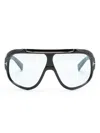 Tom Ford Logo-plaque Shield-frame Sunglasses In Black