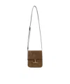 Tom Ford Mini Leather-trimmed Suede Shoulder Bag In Brown