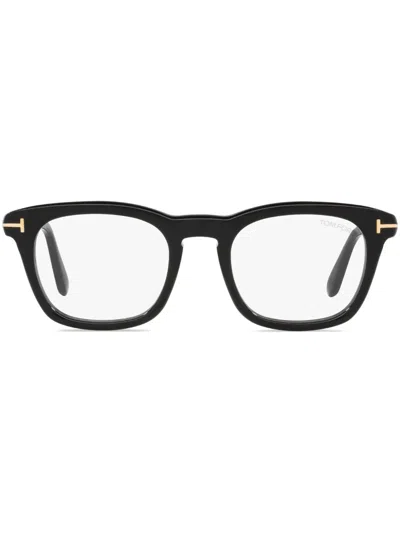 Tom Ford Logo-plaque Square-frame Glasses In Schwarz