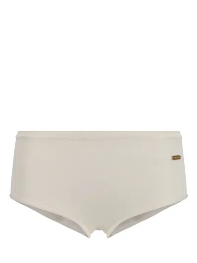 Tom Ford Logo-plaque Stretch-jersey Briefs In Beige