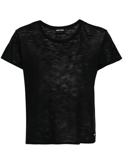 Tom Ford Logo-plaque T-shirt In 黑色