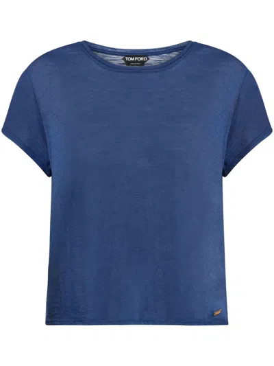 Tom Ford Logo-plaque T-shirt In Blue