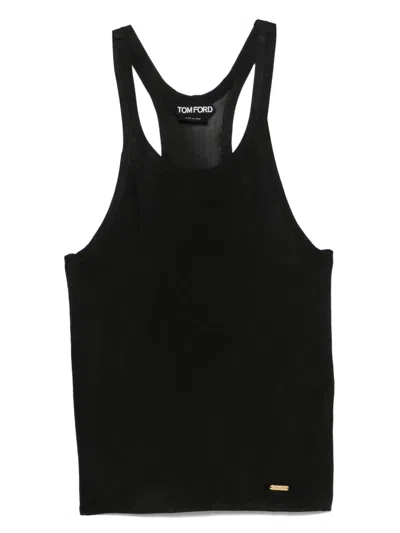 Tom Ford Logo-plaque Tank Top In Black