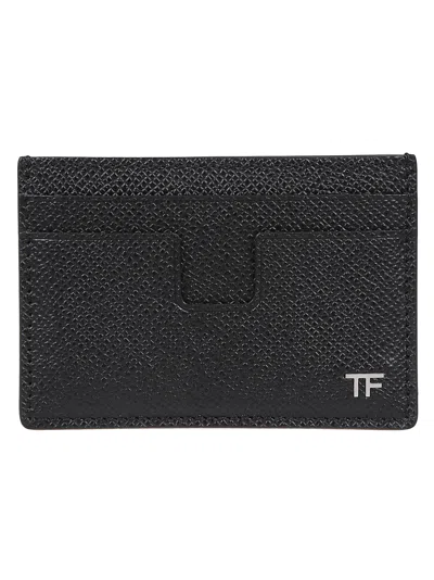 Tom Ford Logo Plaque Textured Leather Wallet In Black