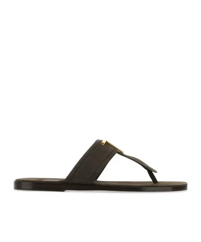 TOM FORD TOM FORD LOGO PLAQUE THONG SLIPPERS
